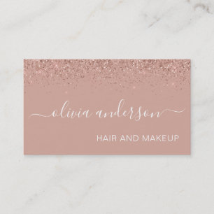 Rose Gold Rosa Glitzer Haar Makeup Salon Visitenkarte