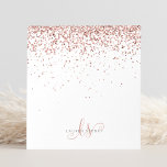 Rose Gold Rosa Glitzer Metal Notizblock<br><div class="desc">Glam Rose Gold Glitzer Elegantes Monogramm Notepad. Dieses schicke Notizblock-Design mit elegantem goldglänzenden Glitzer in der Rose auf schwarzem Hintergrund ist einfach zu personalisieren. Das Design enthält Ihr handgeschriebenes Skriptmonogramm mit hübschen Wirbel und Namen.</div>