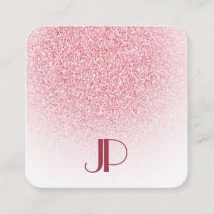 Rose Gold Rosa Glitzer Modernes, elegantes Monogra Quadratische Visitenkarte