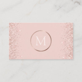 Rose Gold Rosa Glitzer Monogram Visitenkarte