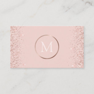 Rose Gold Rosa Glitzer Monogram Visitenkarte