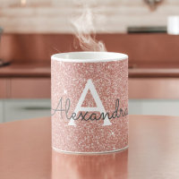 Rose Gold - Rosa Glitzer Monogramm Name