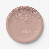 Rose Gold - Rosa Glitzer Monogramm Name