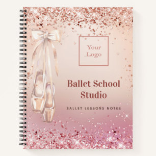 Rose gold Rosa Glitzer Tanzschule Logo Journal Notizbuch