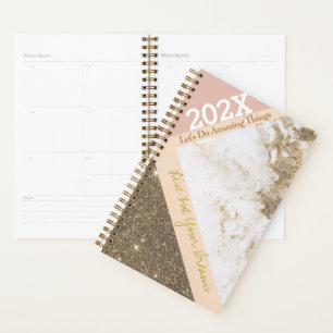 Rose Gold Rosa Imitate Marmor Trendy Jahr Planer