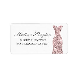 Rose Gold Rosa Kleid Glitzer Geburtstag oder Brida Adressaufkleber