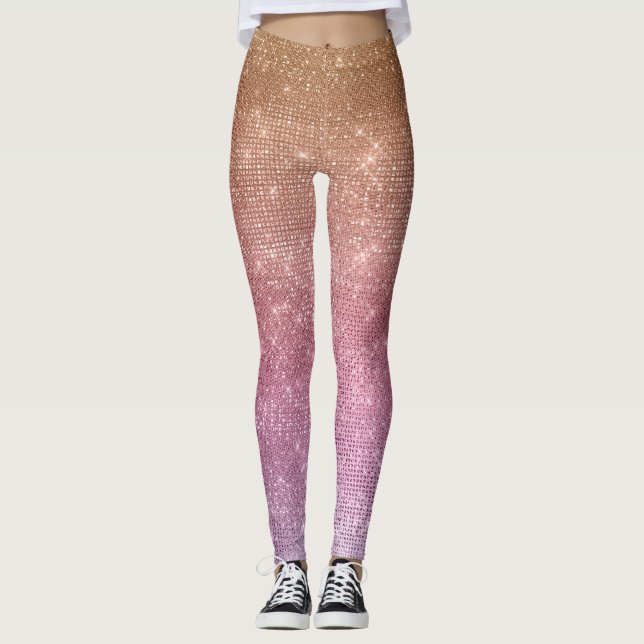 Rose Gold Rosa Lila Sparkasse Leggings (Vorderseite)