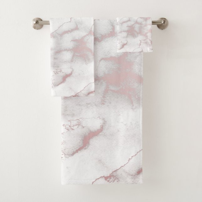Rose Gold Rosa Marmor Moderne Eleganz Trendy Badhandtuch Set (Insitu)