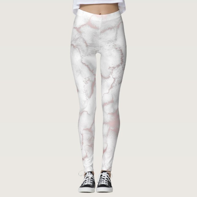 Rose Gold Rosa Marmor Moderne Eleganz Trendy Leggings (Vorderseite)