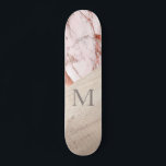Rose Gold Rosa Marmor Wood Girly Chic Monogram Skateboard<br><div class="desc">Die Präsentation unserer Rose Gold Pink Marble Wood Girly Chic Monogram Skateboard - eine inspirierte Kreation, die das Wesen der Skater Mädchen überall einfangen soll. Dieses personalisierte Skateboard vereint Eleganz und Verspieltheit. Freuen Sie sich auf eine wunderschöne goldene Rose, eine rosa Marmorstruktur und Holzakzente. Das Hinzufügen eines Monogramms fügt eine...</div>