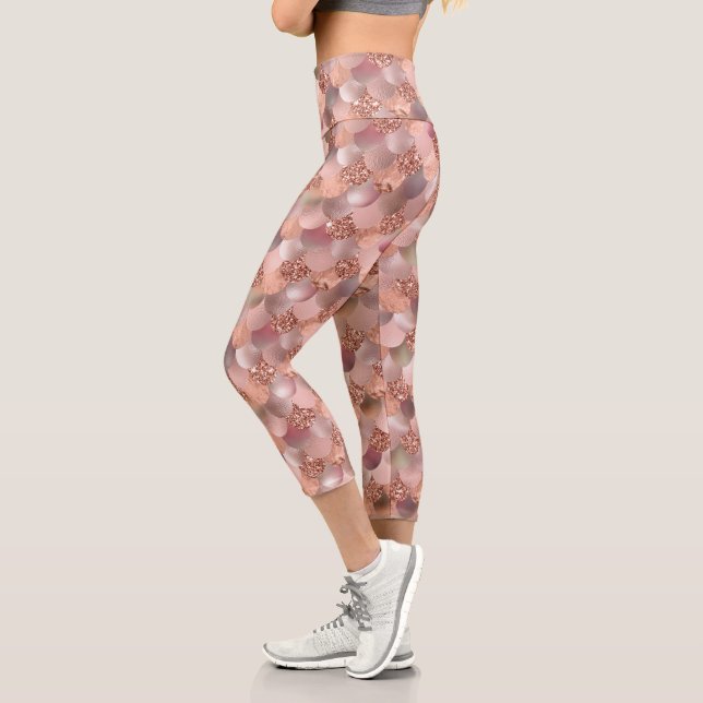 Rose Gold Rosa Meerjungenskala Capri Leggings (Links)