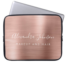 Rose Gold - Rosa Metallisches Monogramm-Geschäft Laptopschutzhülle