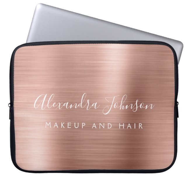 Rose Gold - Rosa Metallisches Monogramm-Geschäft Laptopschutzhülle (Vorderseite)