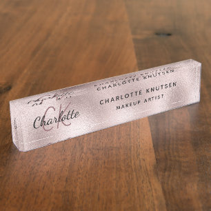 Rose gold rosa Monogramm modern beruflich Namensplakette