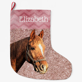 Rose Gold Rosa Reitpferd Sweet Name Großer Weihnachtsstrumpf