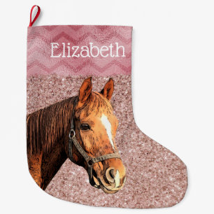 Rose Gold Rosa Reitpferd Sweet Name Großer Weihnachtsstrumpf