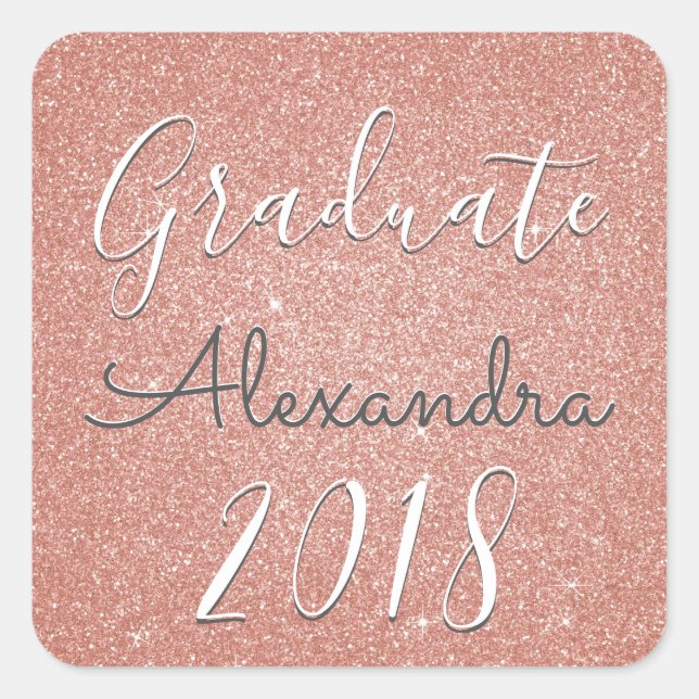 Rose Gold - Rosa Rosa Glitzer 2018 Graduate Quadratischer Aufkleber (Vorderseite)
