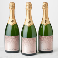 Rose Gold - Rosa Rosa Glitzer Metal Monogramm Name