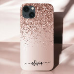 Rose Gold - Rosa Rosa Glitzer Metal Monogramm Name Case-Mate iPhone Hülle<br><div class="desc">Rose Gold - Rosa Imitat verfärben Metallspargel und Glitzer,  der aus gebürstetem Metall,  Monogramm Name und erstes Telefon besteht. Das macht den perfekten 16 Geburtstag,  Hochzeit,  Brautparty,  Jubiläum,  Babydusche oder Junggeselinnen-Abschied Geschenk für jemanden,  der Lieben glamourösen Luxus und schicke Stile.</div>