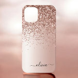 Rose Gold - Rosa Rosa Glitzer Metal Monogramm Name Case-Mate iPhone Hülle<br><div class="desc">Rose Gold - Rosa Imitat verfärben Metallspargel und Glitzer,  der aus gebürstetem Metall,  Monogramm Name und erstes Telefon besteht. Das macht den perfekten 16 Geburtstag,  Hochzeit,  Brautparty,  Jubiläum,  Babydusche oder Junggeselinnen-Abschied Geschenk für jemanden,  der Lieben glamourösen Luxus und schicke Stile.</div>