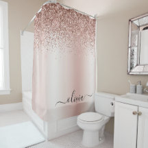 Rose Gold - Rosa Rosa Glitzer Metal Monogramm Name