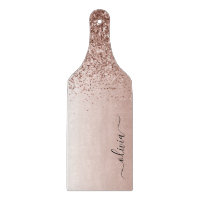 Rose Gold - Rosa Rosa Glitzer Metal Monogramm Name