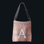 Rose Gold - Rosa Rosa Glitzer Metal Monogramm Name Tragetaschen Mit Langen Trägern<br><div class="desc">Silver Rose Gold - Blush Pink Jubiläum,  Babydusche oder Junggeselinnen-Abschied Geschenk für jemanden,  Lieben glamourösen Luxus und schicke Stile.</div>