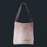 Rose Gold - Rosa Rosa Glitzer Metal Monogramm Name Tragetaschen Mit Langen Trägern<br><div class="desc">Silver Rose Gold - Blush Pink Jubiläum,  Babydusche oder Junggeselinnen-Abschied Geschenk für jemanden,  Lieben glamourösen Luxus und schicke Stile.</div>