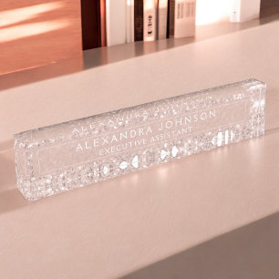 Rose Gold - Rosa Rosa Glitzer Sparkle Moderner Chi Namensplakette