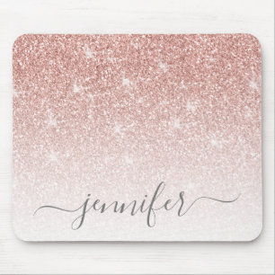 Rose Gold Rosa Rosa Glitzer Sparkor Ihr Name Mousepad
