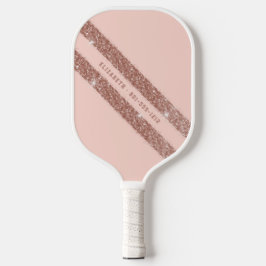 Rose Gold Rosa Rosa Glitzer Streifen Sporty Pickleball Schläger