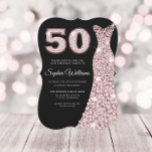 Rose Gold Rosa Rosa Kleid Schwarz 50. Geburtstag Einladung<br><div class="desc">Rose Gold Rosa Rosa Kleid Schwarz 50. Geburtstag Frauen Party Einladung Variationen zu den Einladungen und passende Artikel in unserem Shop</div>