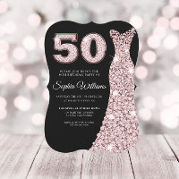 Rose Gold Rosa Rosa Kleid Schwarz 50. Geburtstag