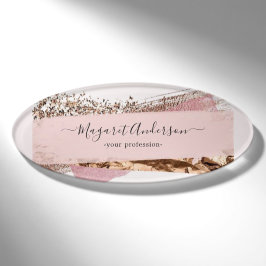 Rose Gold Rosa Rosa Label Mitarbeiterinnen Namenschild