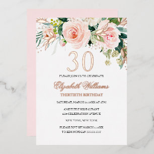 Rose Gold Rosa Rosa Rosa 30. Geburtstagsfoil Einla Folieneinladung