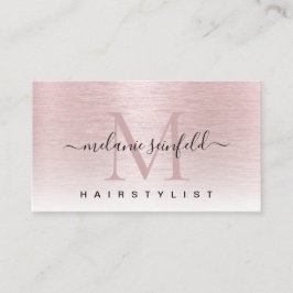 Rose Gold Rosa Rosa Rost Metall Elegante Monogramm Visitenkarte
