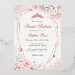 Rose Gold Rosa Rosa Schmetterling Blütencreme Süß  Folieneinladung<br><div class="desc">Hübscher 16 . Geburtstag Geburtstagseinladungen im Kleinen Bayleigh Store!</div>