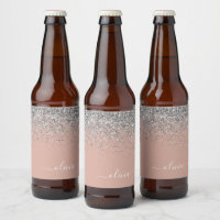 Rose Gold Rosa Rosa Silberne Glitzer Monogram Girl