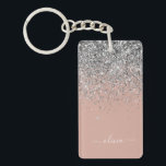 Rose Gold Rosa Rosa Silberne Glitzer Monogram Girl Schlüsselanhänger<br><div class="desc">Rose Gold - Schwarz Rosa und Silber Sparkle Glitzer Script Monogram Name Schlüsselanhänger. Das macht den perfekten 16 Geburtstag,  Hochzeit,  Brautparty,  Jubiläum,  Babydusche oder Junggeselinnen-Abschied Geschenk für jemanden,  der Lieben glamourösen Luxus und schicke Stile.</div>