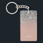 Rose Gold Rosa Rosa Silberne Glitzer Monogram Girl Schlüsselanhänger<br><div class="desc">Rose Gold - Schwarz Rosa und Silber Sparkle Glitzer Script Monogram Name Schlüsselanhänger. Das macht den perfekten 16 Geburtstag,  Hochzeit,  Brautparty,  Jubiläum,  Babydusche oder Junggeselinnen-Abschied Geschenk für jemanden,  der Lieben glamourösen Luxus und schicke Stile.</div>