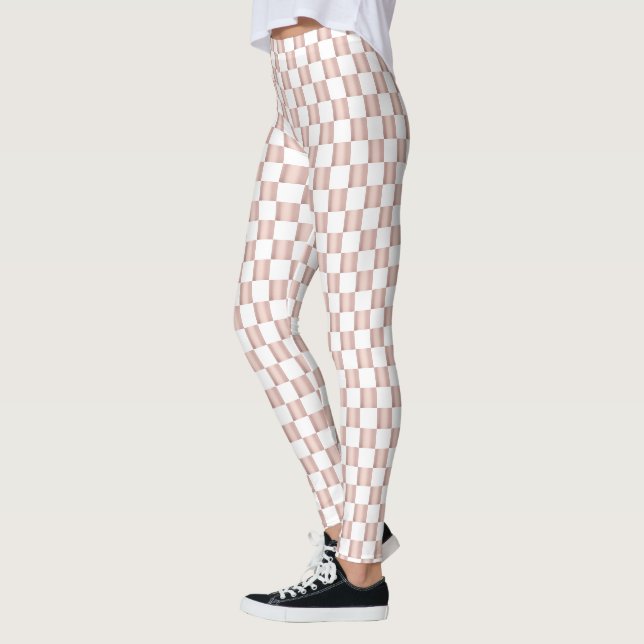 Rose-Gold-Rosa-Schachbrettmuster Leggings (Links)