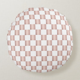 Rose-Gold-Rosa-Schachbrettmuster Rundes Kissen