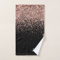 Rose Gold Rosa Schwarzer Glitzer Monogram Girl