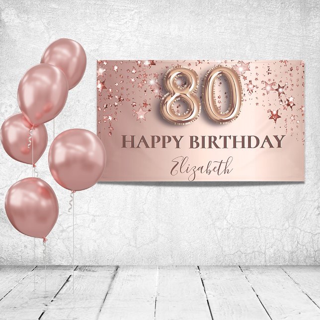 Rose Gold Rosa Stars Ballon Drehbuch zum 80. Gebur Banner (Von Creator hochgeladen)