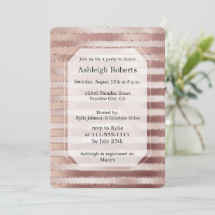 Rose Gold Rosa Streifen Glitz Brautparty Einladung