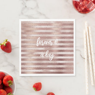 Rose Gold Rosa Streifen Glitz Brautparty Serviette