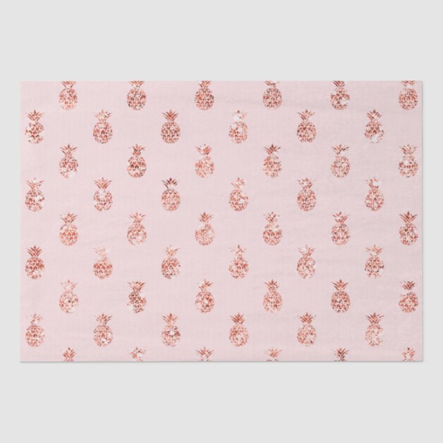 Rose Gold Rosa Tropischer Glitzer Ananas Seidenpapier (Vorderseite)