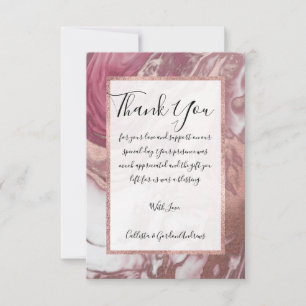 Rose Gold Rosa Weiß gestrichen Girly Abstrakt Marm Dankeskarte