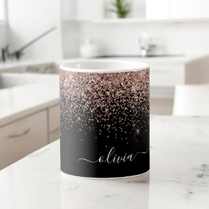 Rose Gold - Rosafarbenes Schwarz Glitter Funkeln N Kaffeetasse