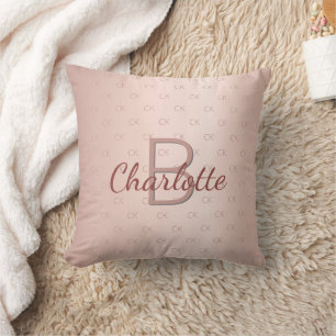 Rose Gold-Rose-Monogramm-Namensschrift Kissen